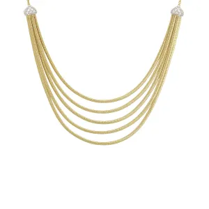 18K Yellow Gold and Diamond Five Strand Collar Necklace