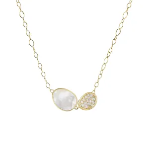 18K Yellow Gold Mother of Pearl and Diamond Pendant