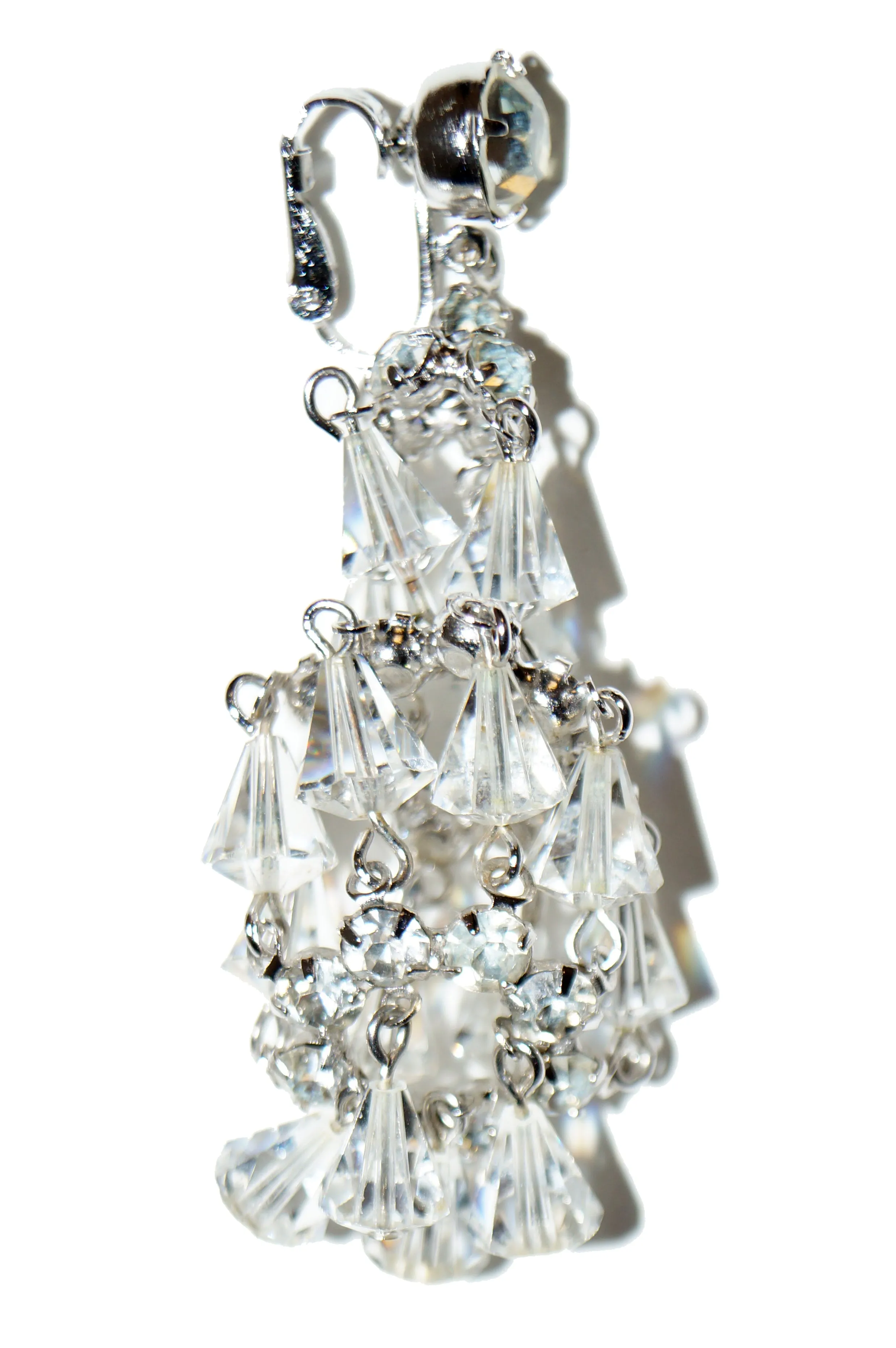 1960s Hattie Carnegie Rhinestone and Crystal Chandelier Earrings