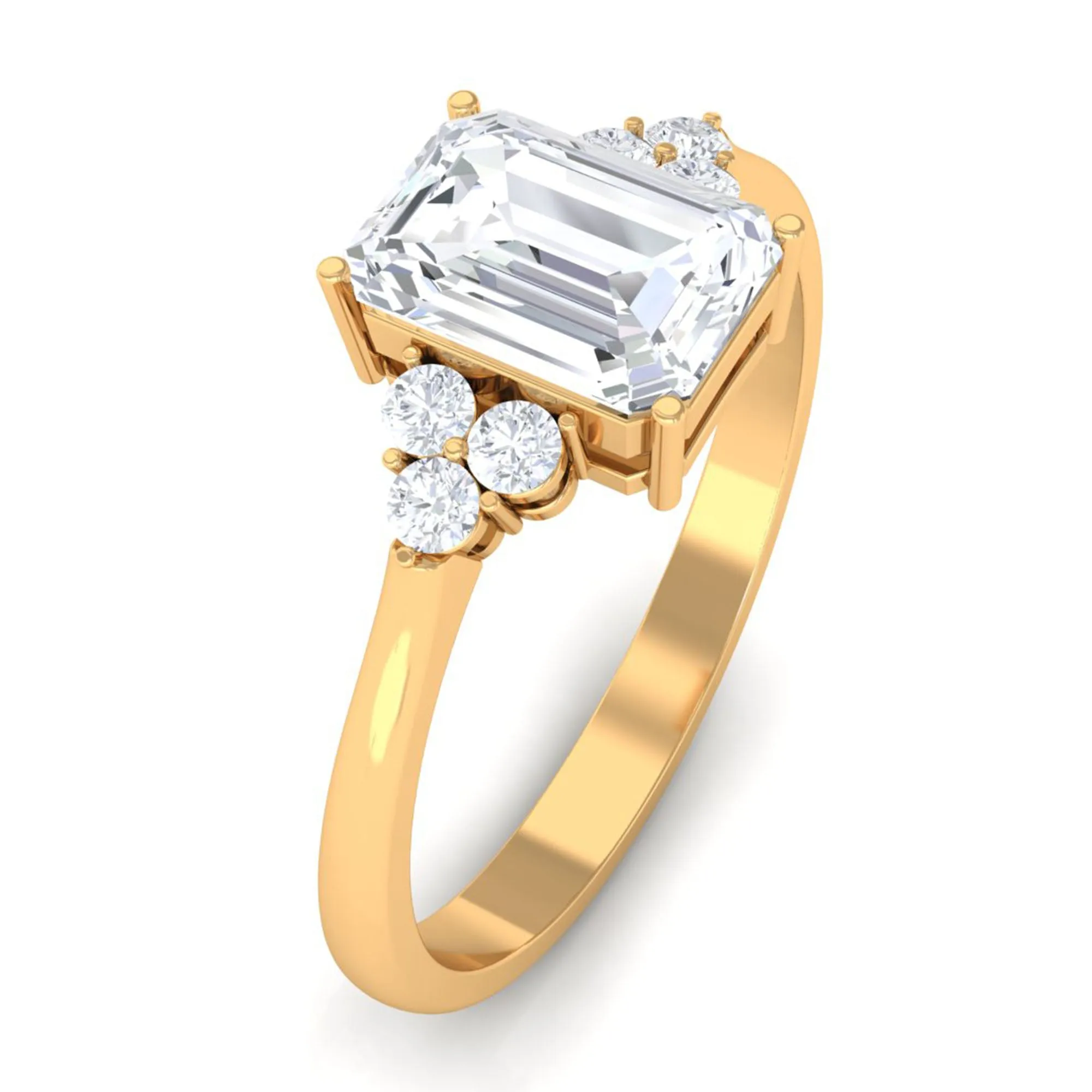 2 CT Octagon Cut Simulated Diamond Trio Engagement Ring