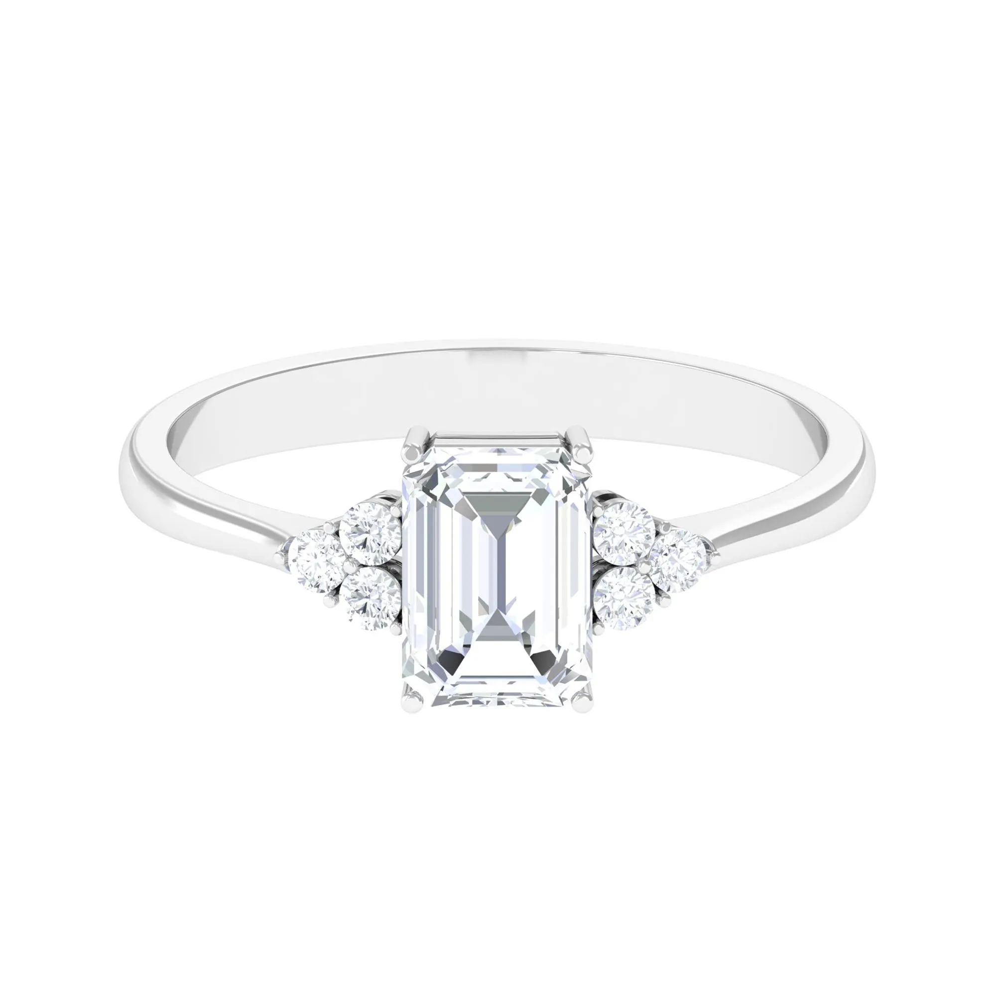 2 CT Octagon Cut Simulated Diamond Trio Engagement Ring