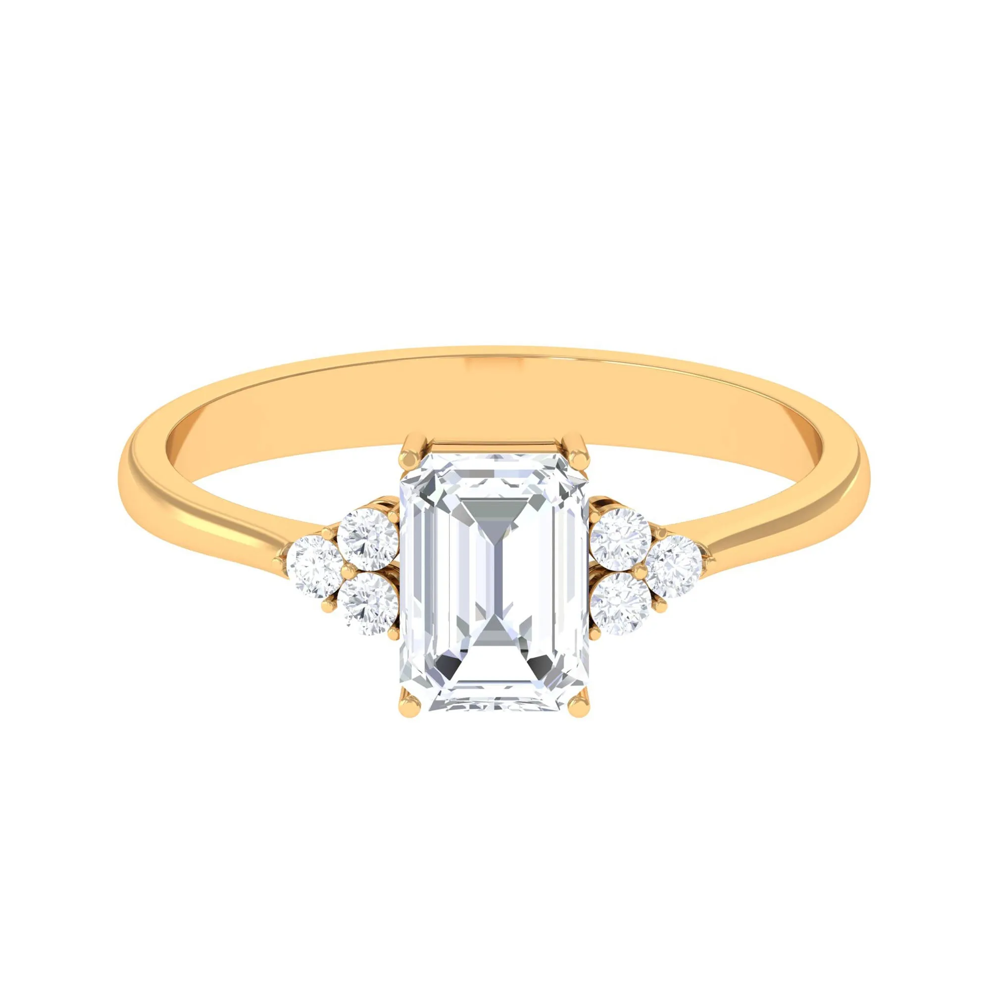 2 CT Octagon Cut Simulated Diamond Trio Engagement Ring