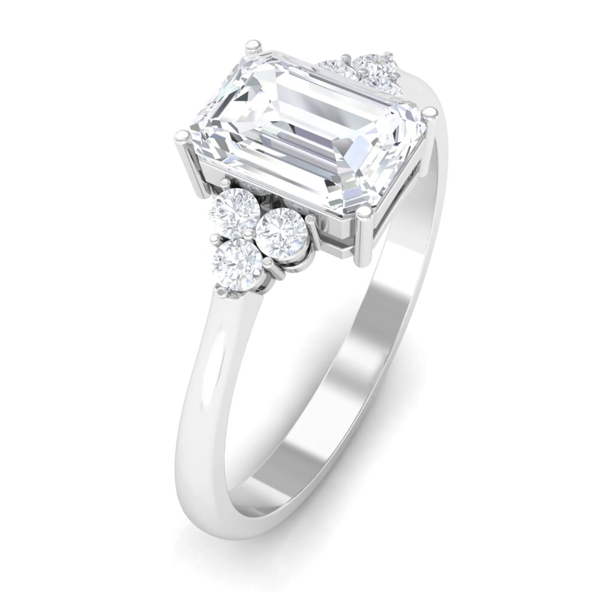 2 CT Octagon Cut Simulated Diamond Trio Engagement Ring