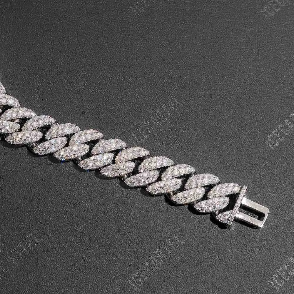 2-Row Iced Out Miami Cuban Link Bracelet 14K Gold - 15MM