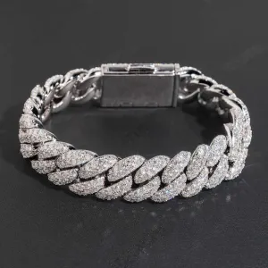 2-Row Iced Out Miami Cuban Link Bracelet 14K Gold - 15MM