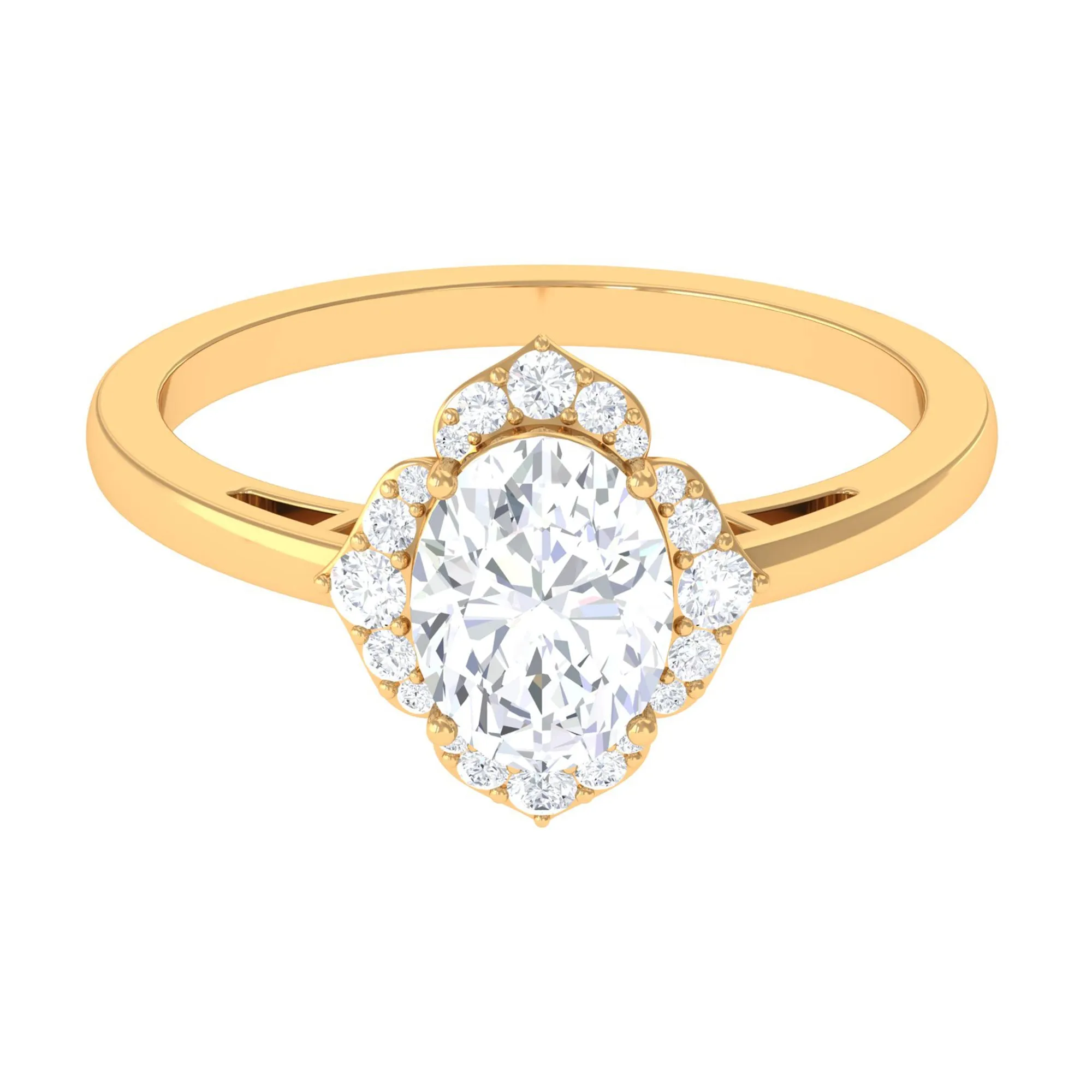 2.25 CT Prong Set Oval Zircon Flower Engagement Ring