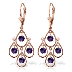 2.4 Carat 14K Solid Rose Gold Amethyst Chandelier Drops