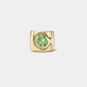 2.98ct Cushion Cut Peridot Impetus Interlocking Puzzle Ring