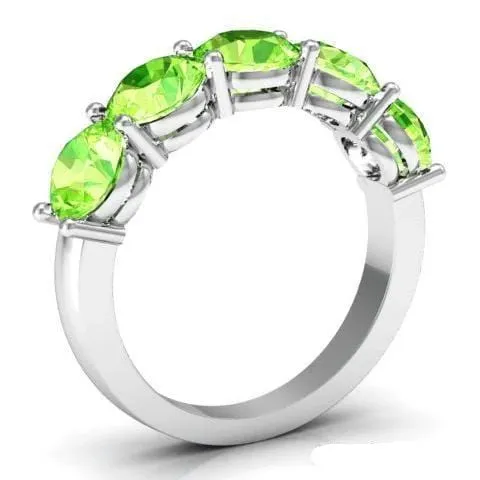 3.00cttw Shared Prong 5 Stone Peridot Birthstone Ring