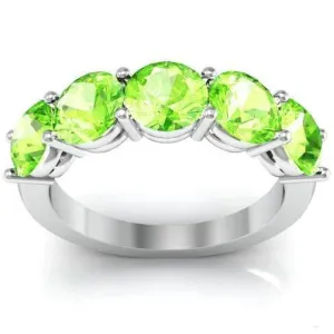 3.00cttw Shared Prong 5 Stone Peridot Birthstone Ring