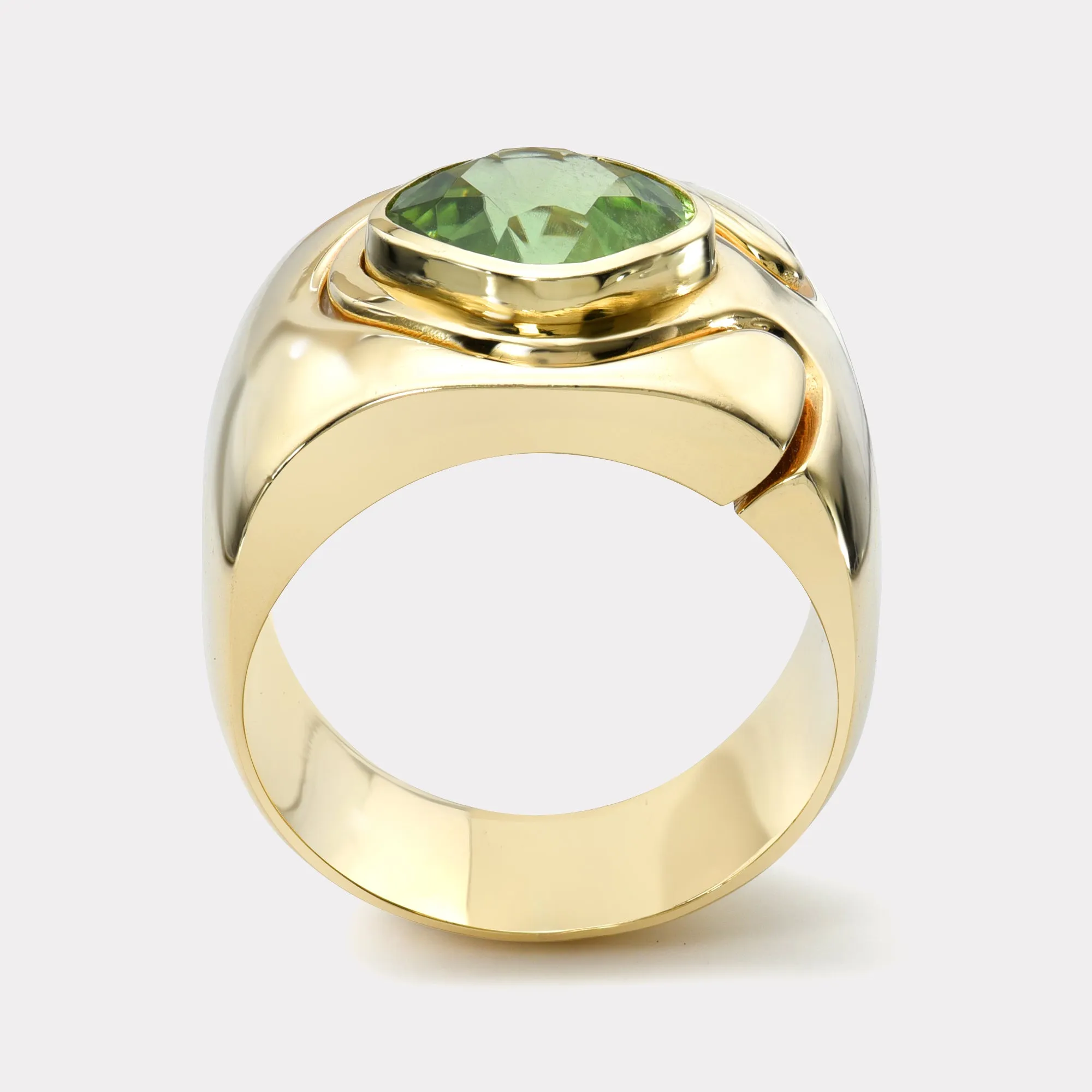 3.07ct Cushion Peridot Impetus Interlocking Puzzle Ring