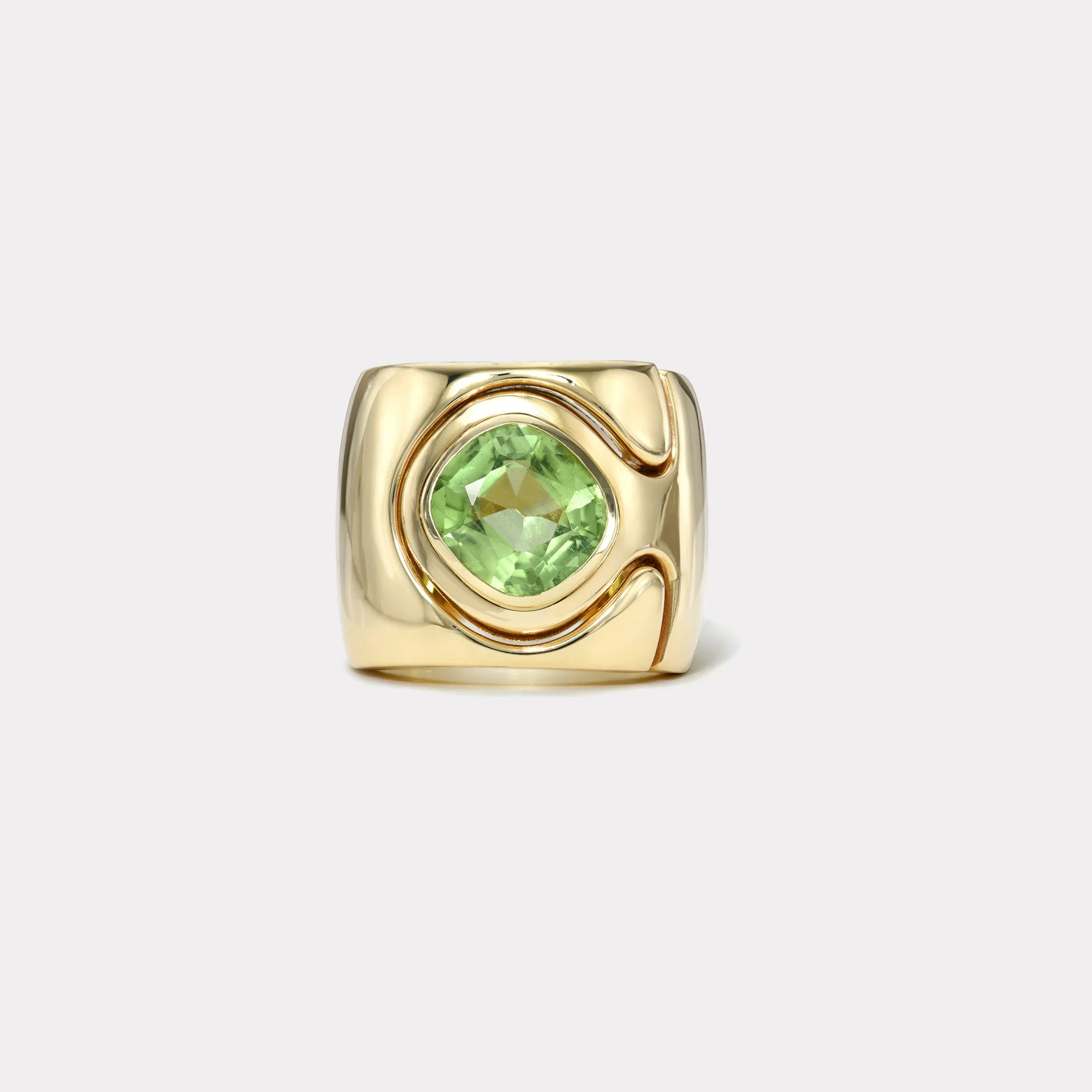 3.07ct Cushion Peridot Impetus Interlocking Puzzle Ring