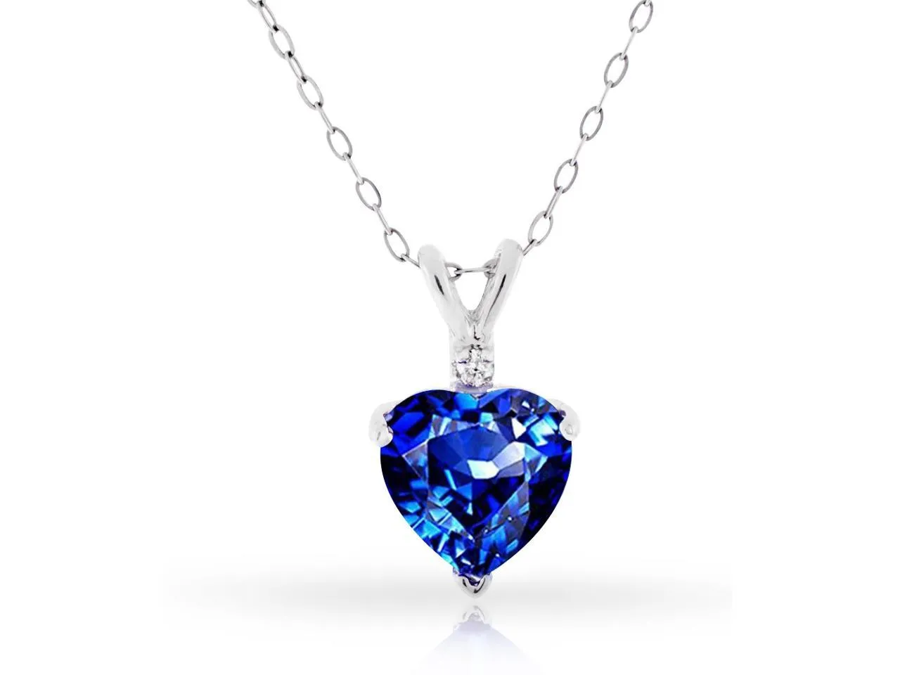 4.00 Ctw Lab Created Sapphire & Diamond Pendant In Sterling Silver