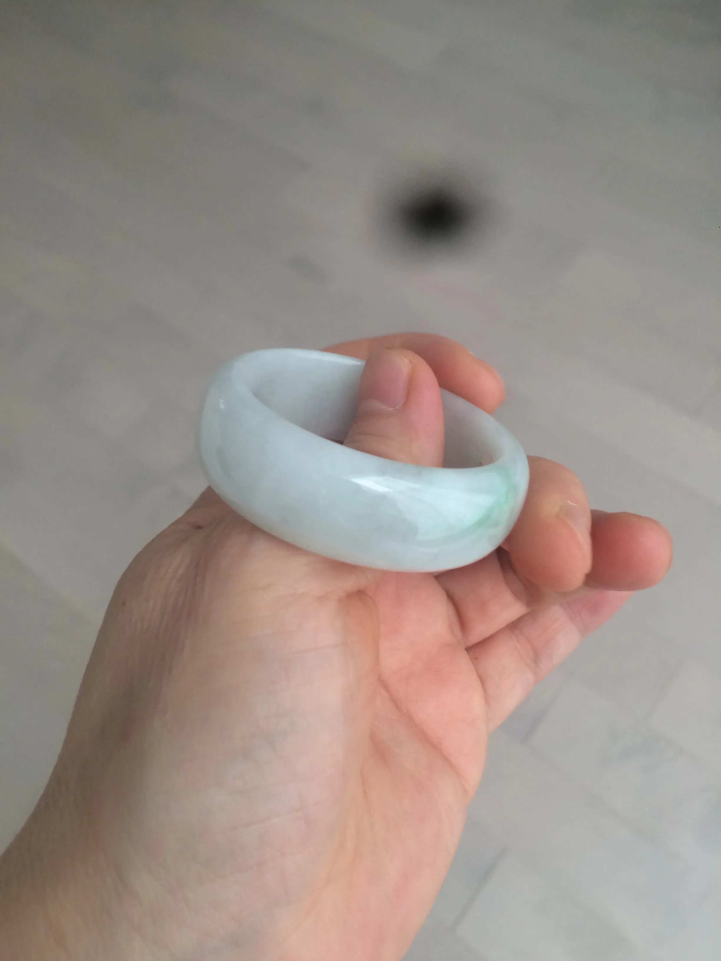 41.1mm certified Type A 100% Natural sunny green white Jadeite Jade little kid BG35-0099