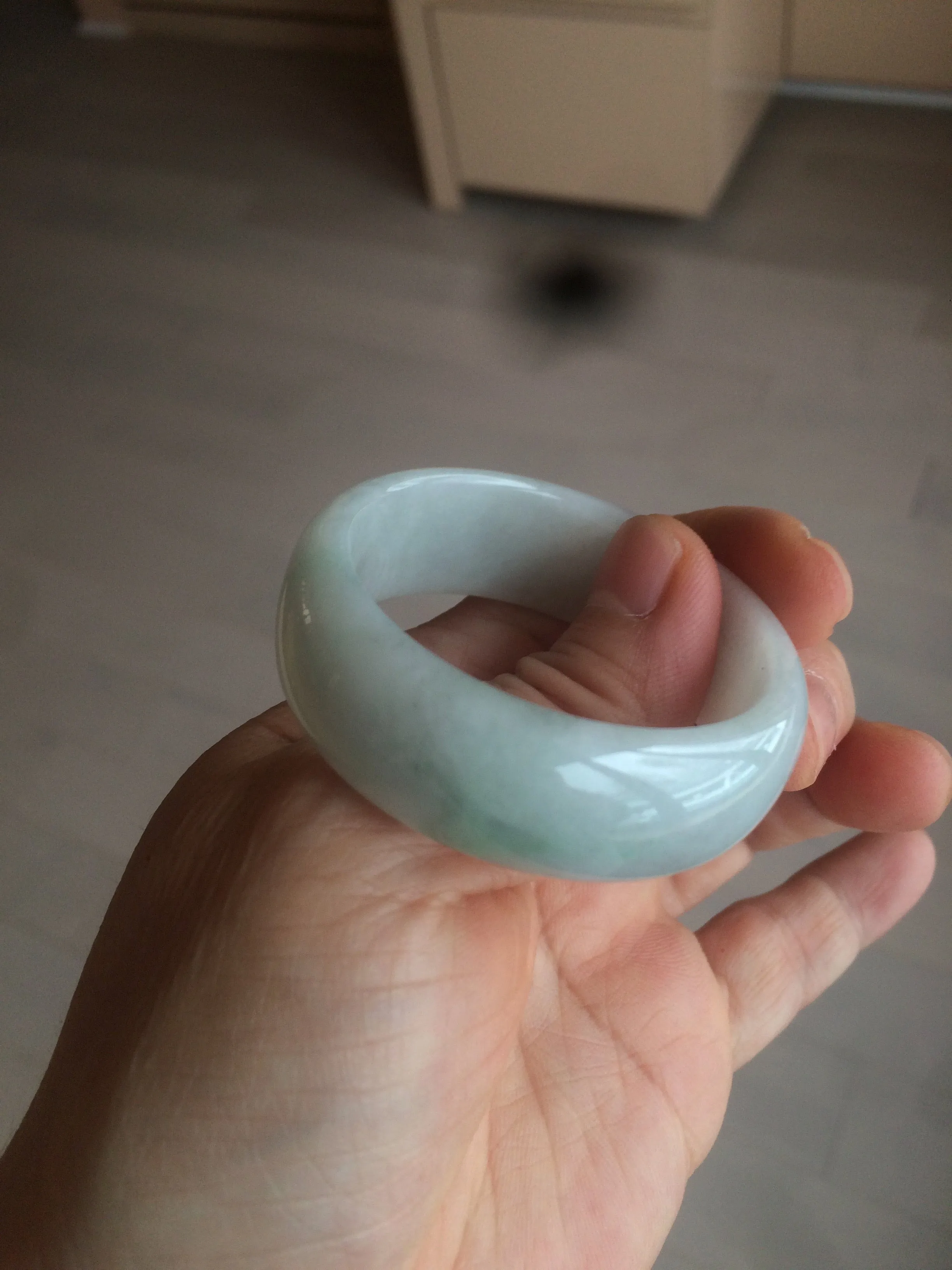 41.1mm certified Type A 100% Natural sunny green white Jadeite Jade little kid BG35-0099