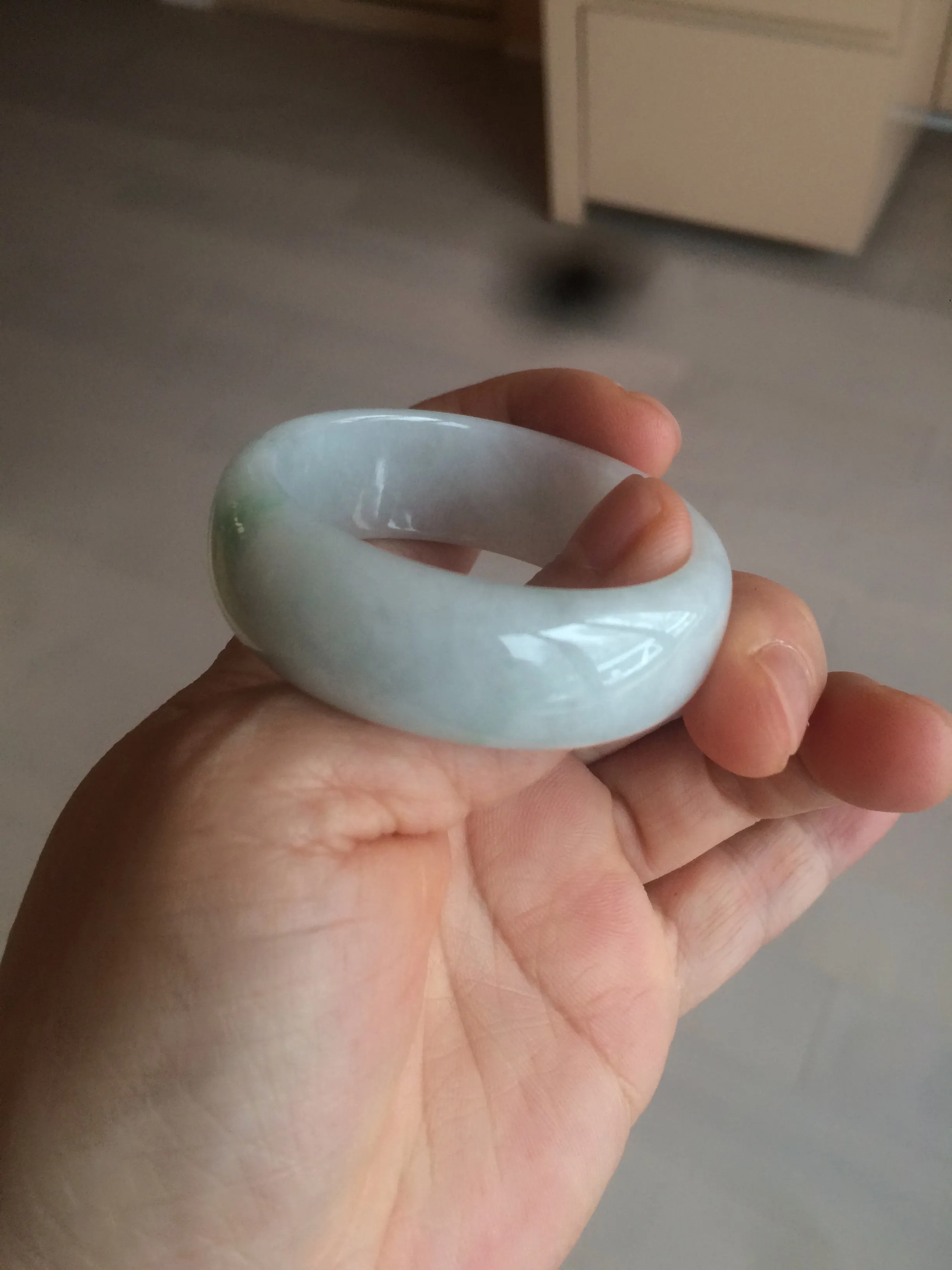 41.1mm certified Type A 100% Natural sunny green white Jadeite Jade little kid BG35-0099