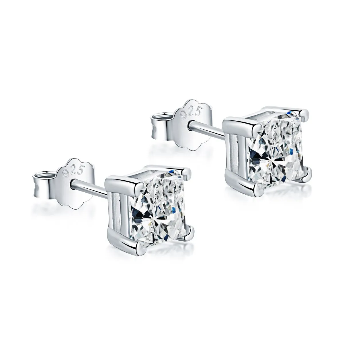 6mm/7mm/10mm Square Princess Cut Solitaire Stud Earrings