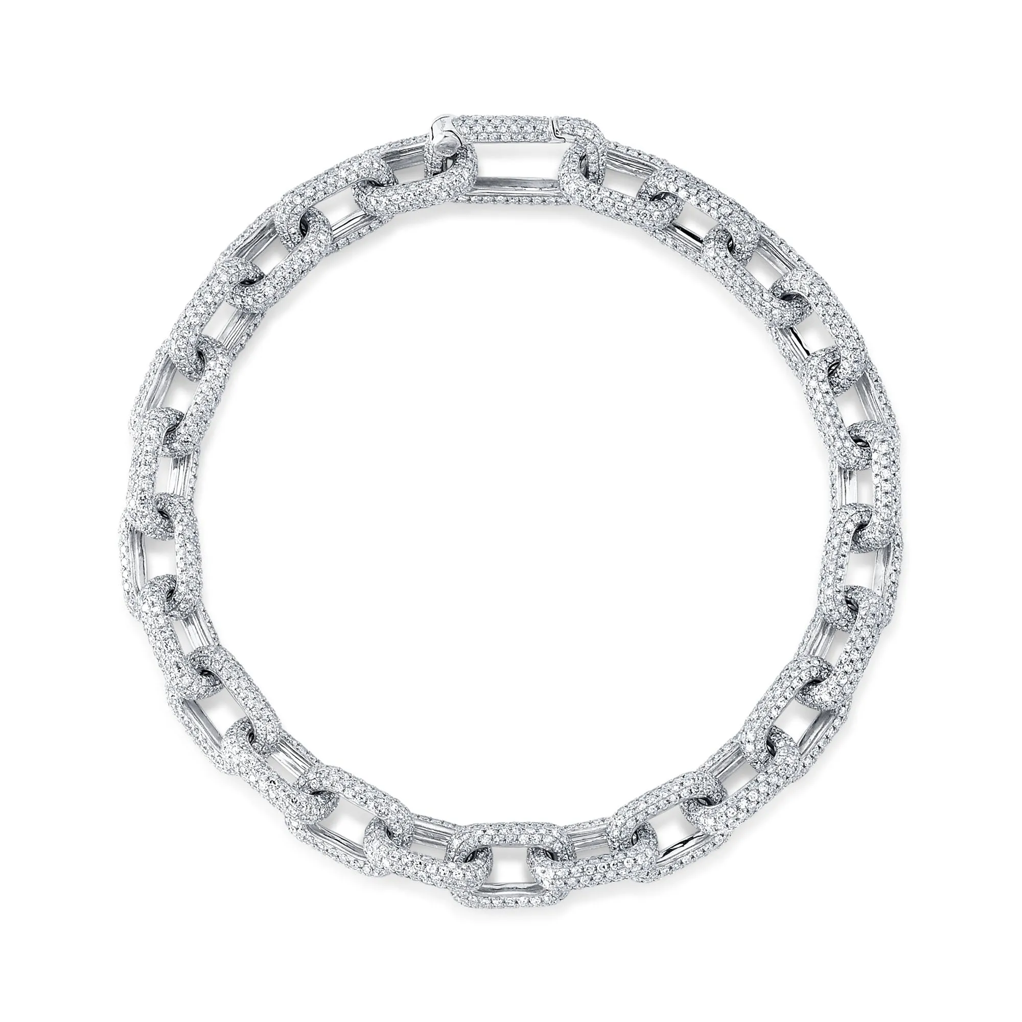 7.52CT DIAMOND PAVE PAPER CLIP LINK BRACELET