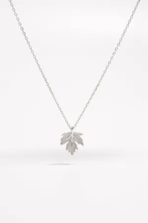 925 Sterling Silver Zircon Maple Leaf Necklace