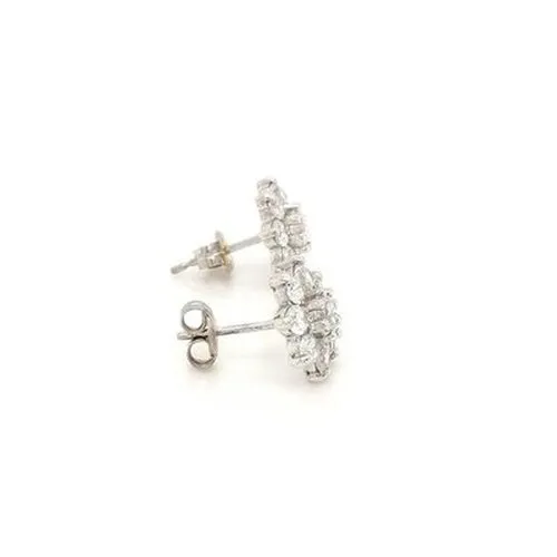 9ct White Gold CZ Cluster Studs