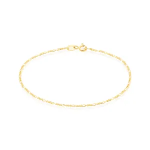 9ct Yellow Gold 19cm 1:3 Figaro 40 Gauge Diacut Bracelet