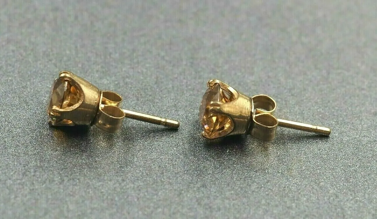 9ct Yellow Gold Golden Sapphire Stud Earrings