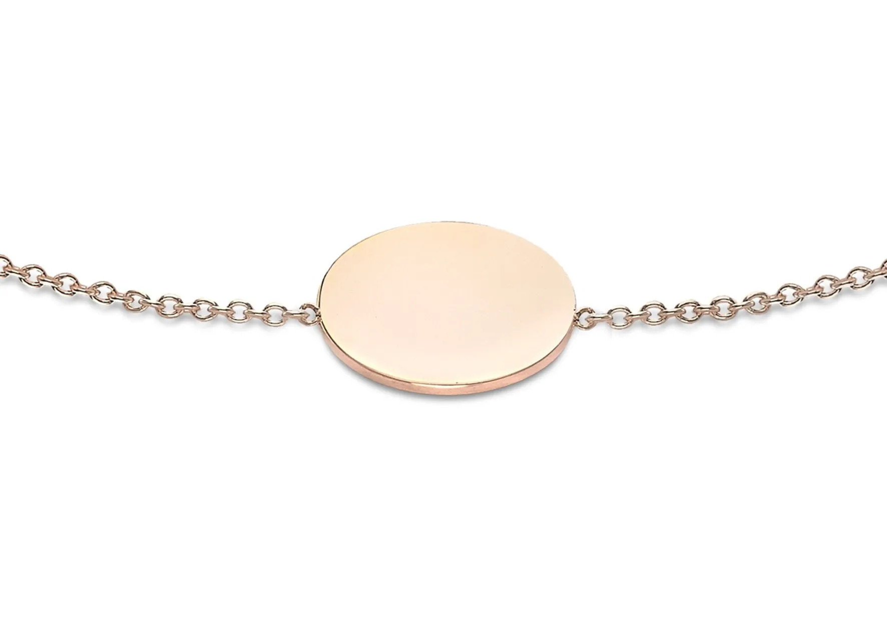 9K Rose Gold Solid Mini Disc Bracelet 18cm 1cm