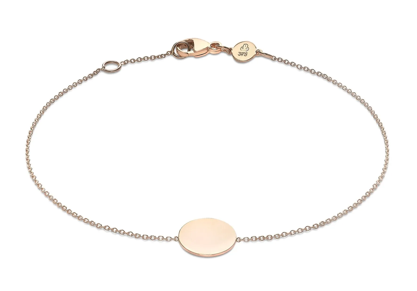 9K Rose Gold Solid Mini Disc Bracelet 18cm 1cm