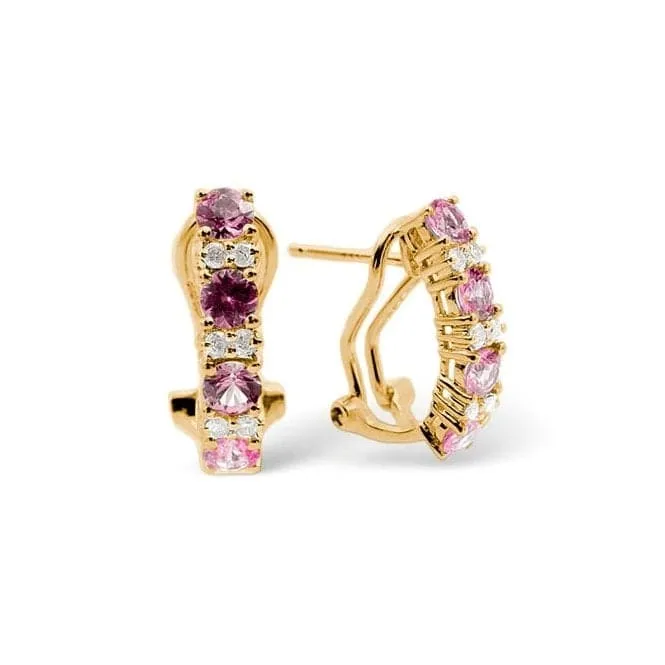 Acotis Diamonds 9K Gold 0.16ct Diamond 1.15ct Pink Sapphire Earrings F2138