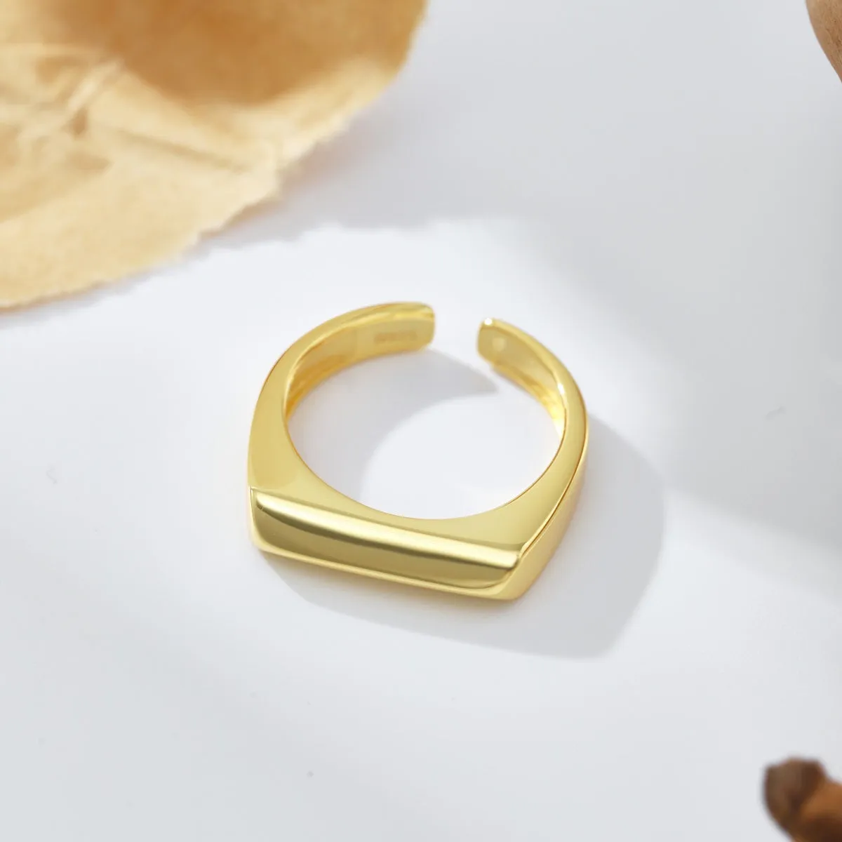 Adjustable Slim Rectangular Signet Ring