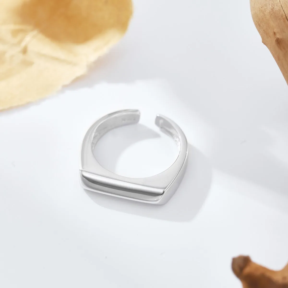 Adjustable Slim Rectangular Signet Ring