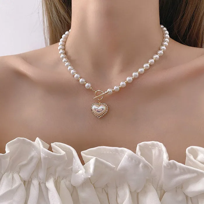 Aesthetic Heart Pearl Necklace