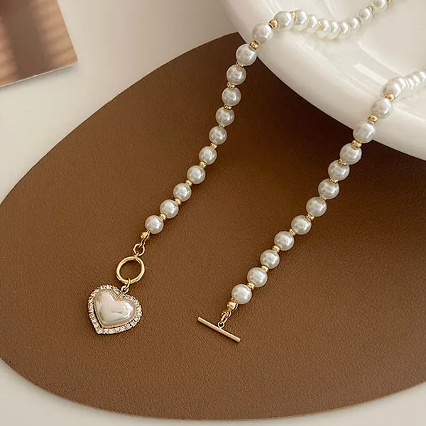 Aesthetic Heart Pearl Necklace