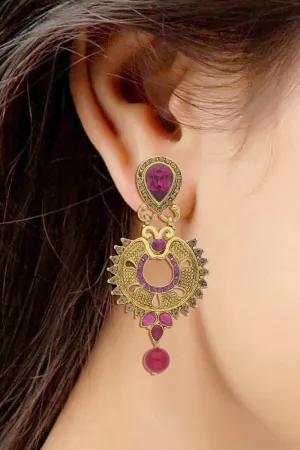 Alloy Chandbali Earring in Pink