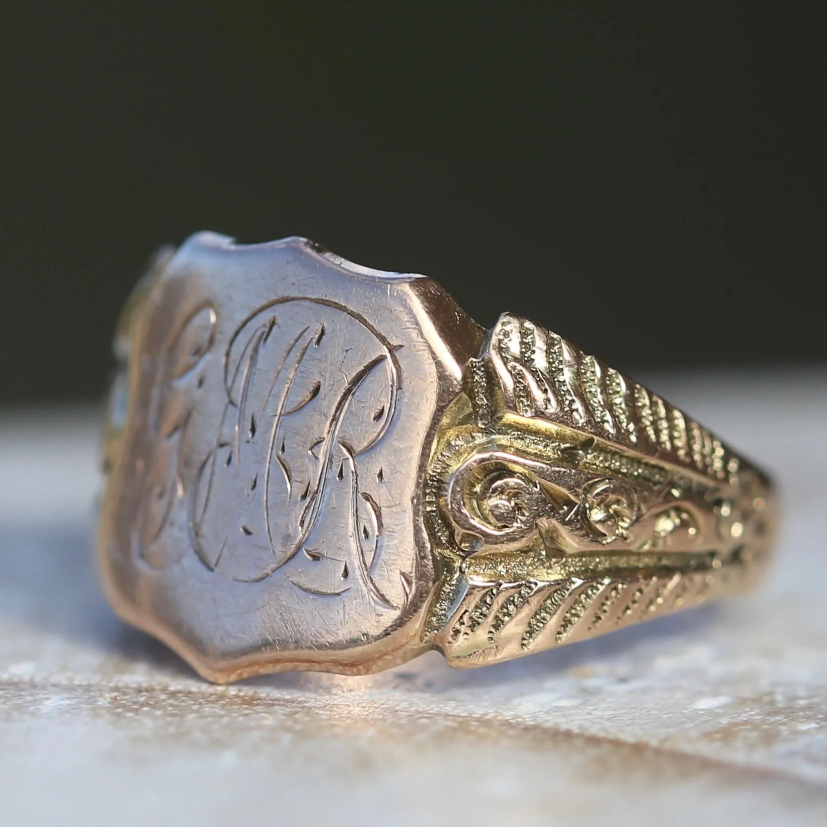 Antique Signet Ring, 9ct Gold, size Q or 8.25