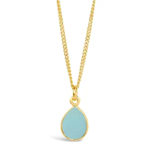 Aqua Chalcedony Necklace | Gold | March Birthstone