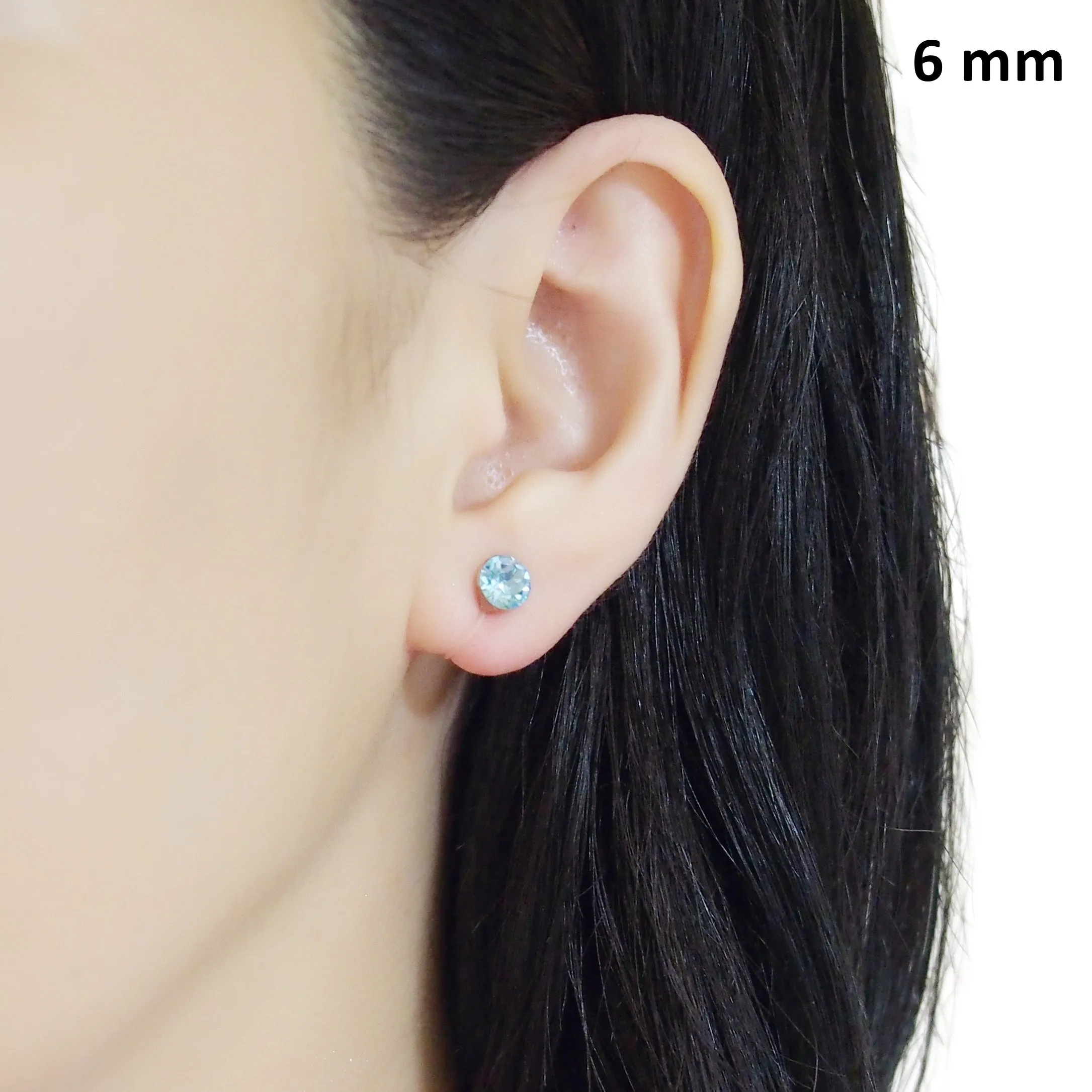 Aquamarin Swarovski crystal invisible clip on stud earrings