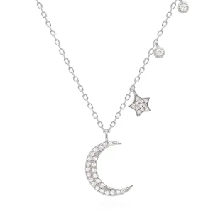 Ariya Moon & Star Charm Necklace | 925 Sterling Silver