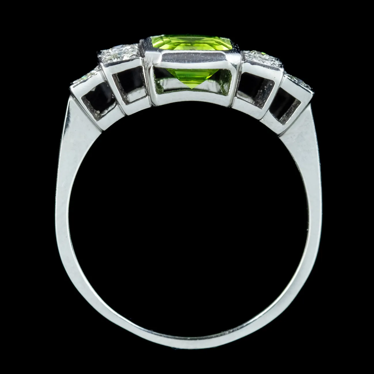 Art Deco Style Peridot Diamond Ring 1.5ct Peridot