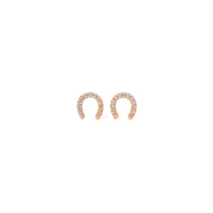 Ashley Gold Sterling Silver Gold Plated CZ Mini Horseshoe Stud Earrings