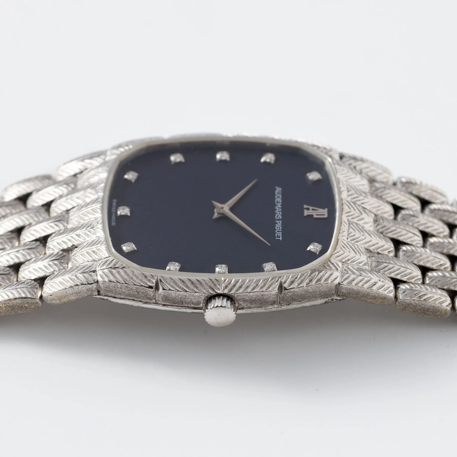 Audemars Piguet White Gold Integrated Leaf Bracelet Blue Dial