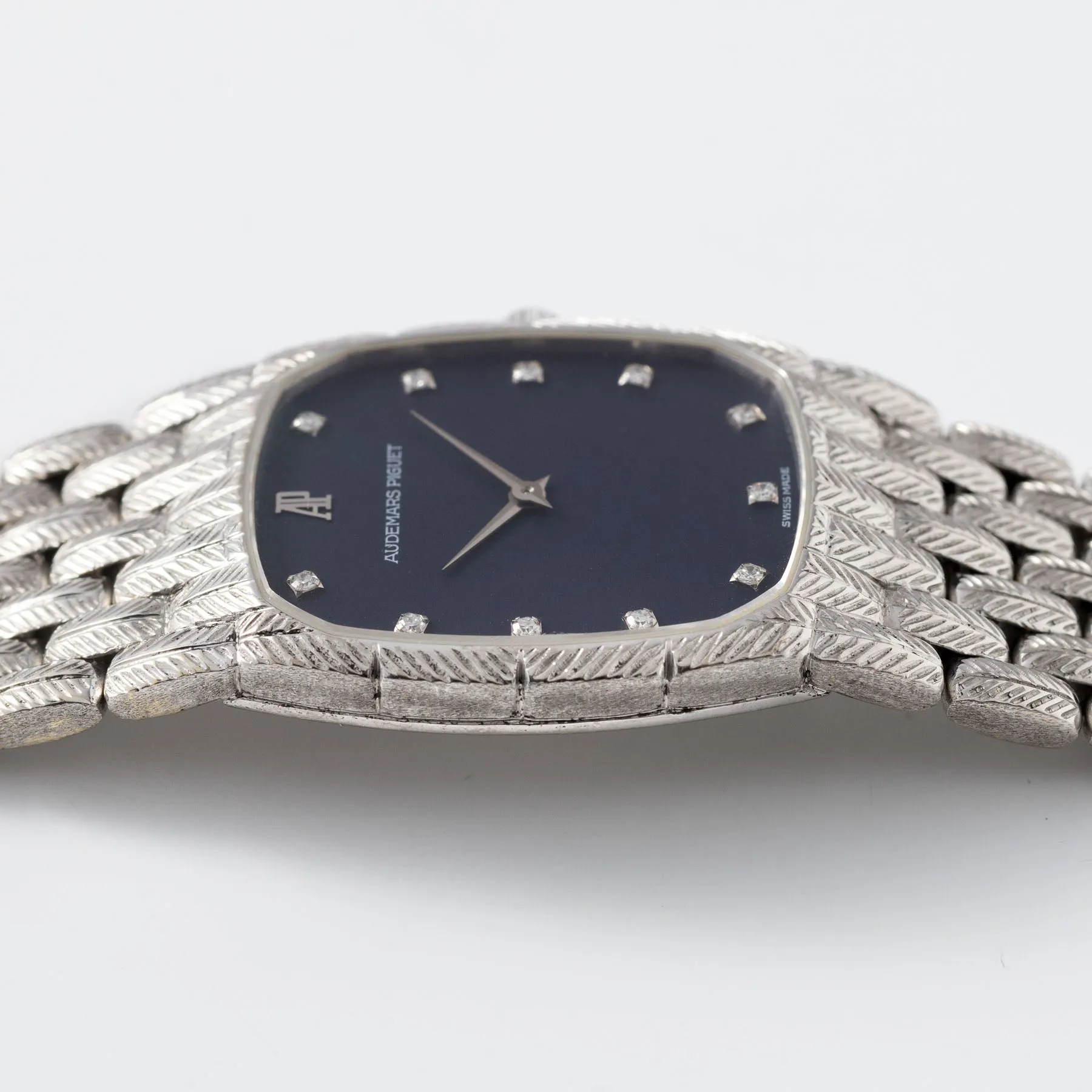 Audemars Piguet White Gold Integrated Leaf Bracelet Blue Dial