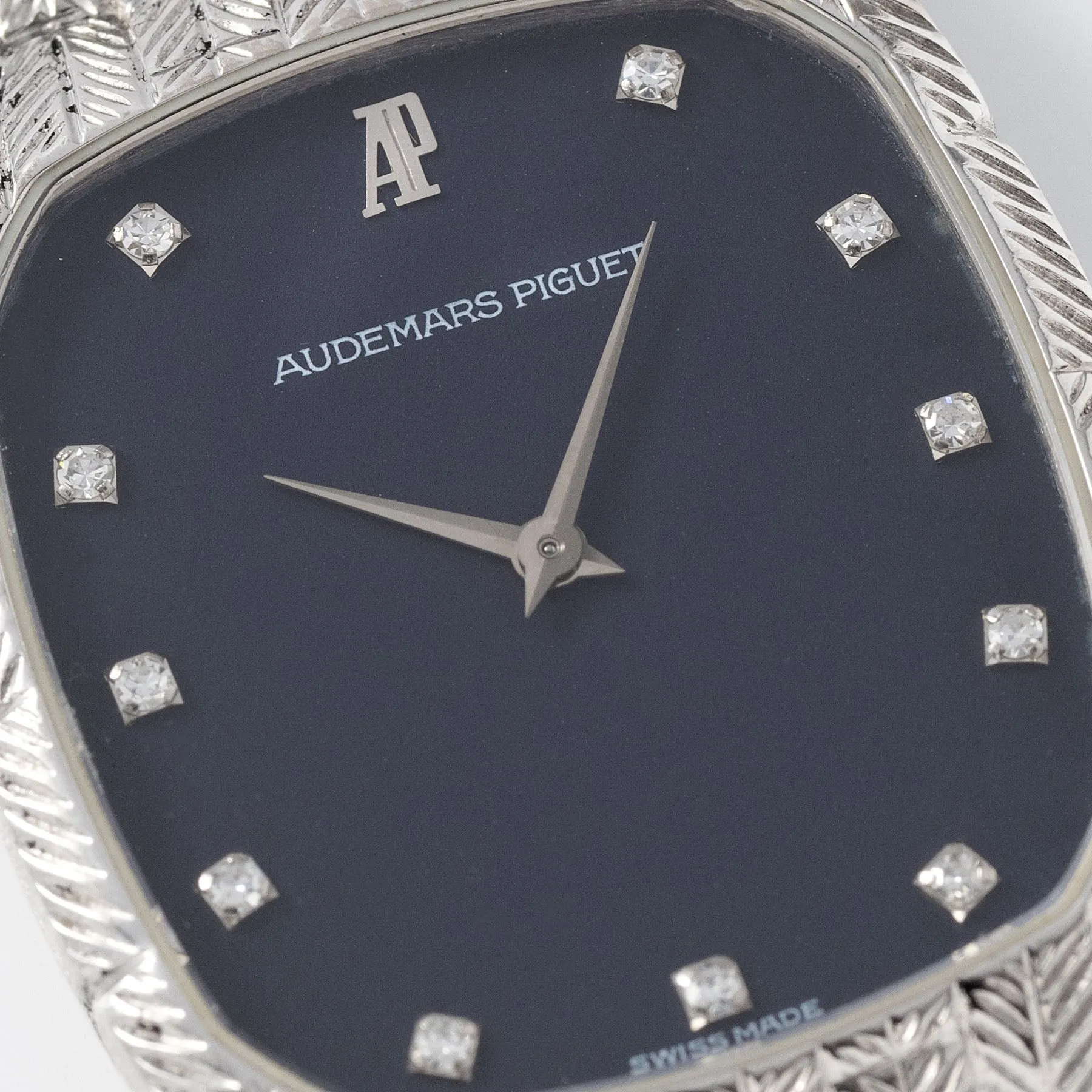 Audemars Piguet White Gold Integrated Leaf Bracelet Blue Dial