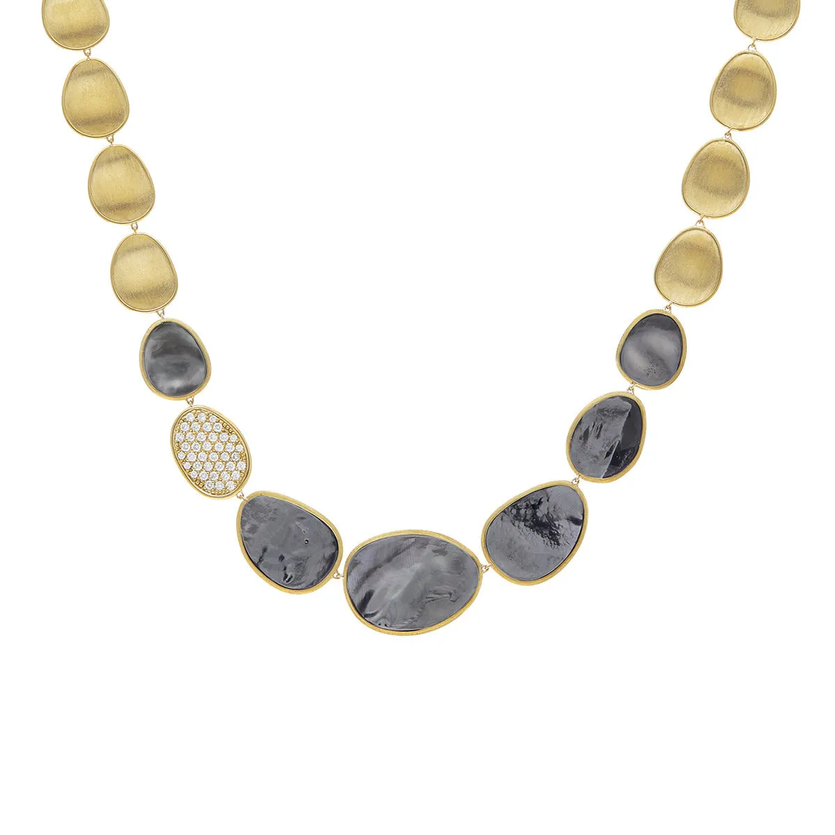 Black Mother of Pearl Diamond Gold Collar Necklace