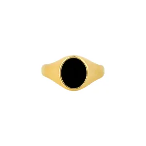 Black Onyx Signet Ring - Gold