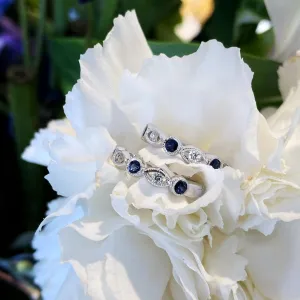 Blue Sapphire and Diamond Hoop Earrings