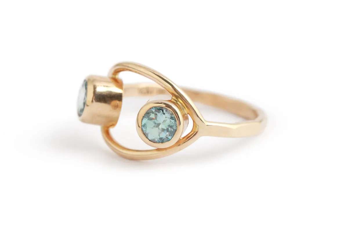 Blue Zircon Double Eye Ring