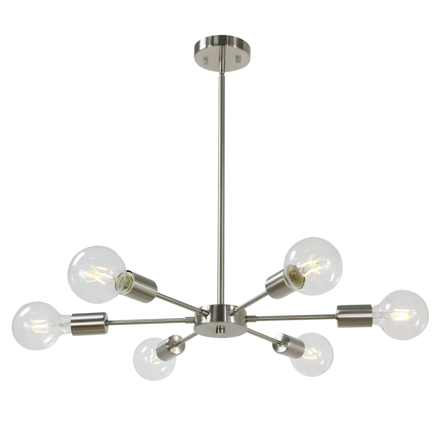 BONLICHT Modern Sputnik Chandelier Lighting 6 Lights Brushed Nickel