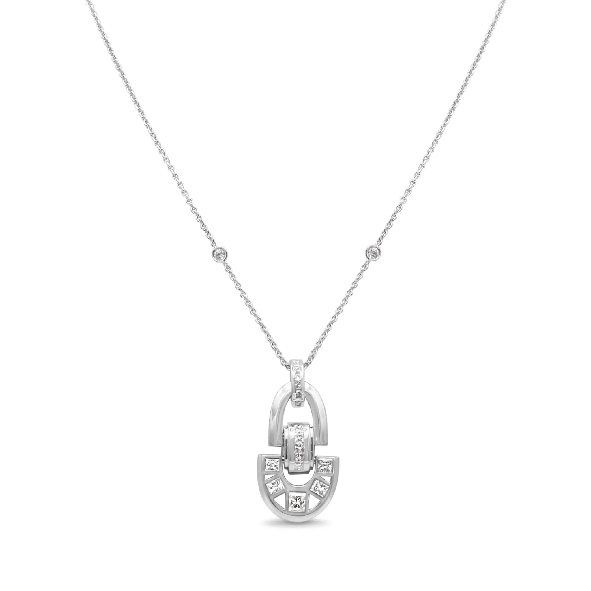 Boodles Deco Design Diamond Pendant On 18" Necklace - 18ct White Gold