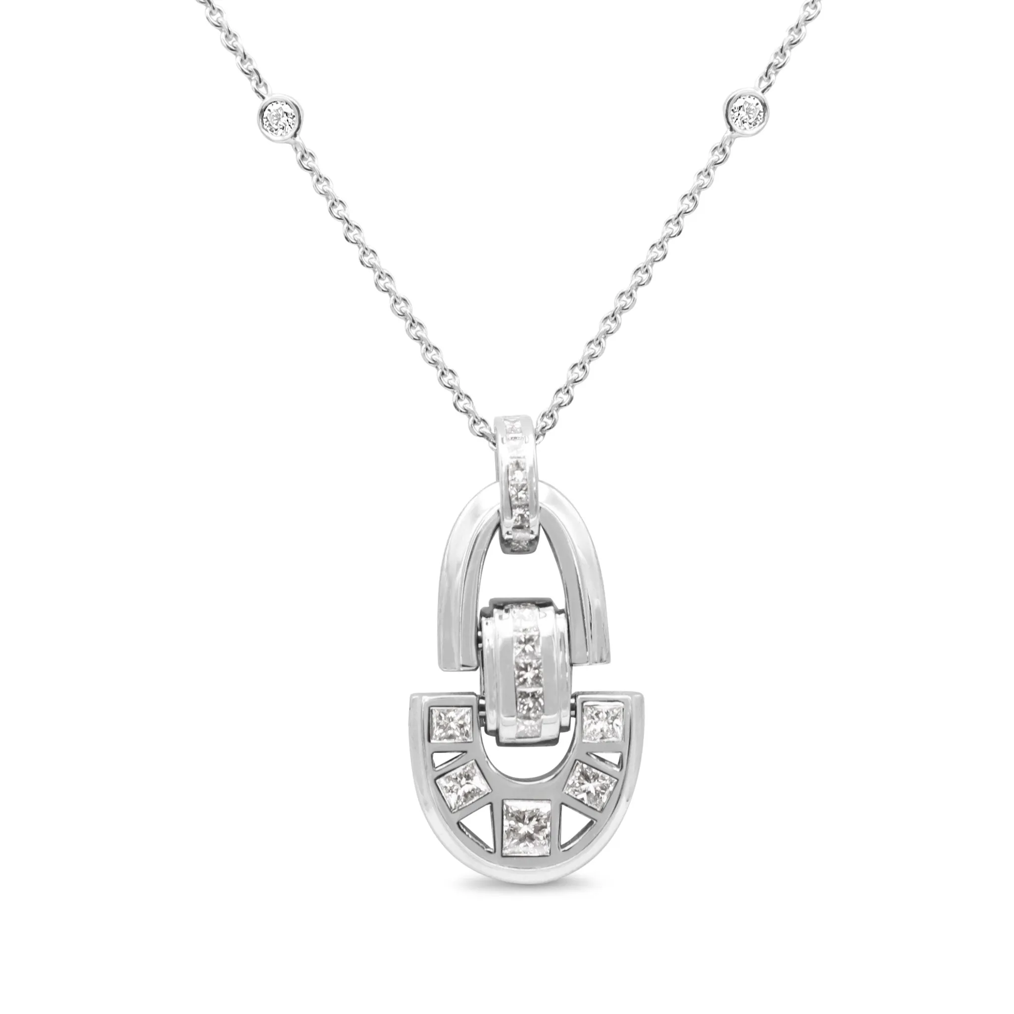 Boodles Deco Design Diamond Pendant On 18" Necklace - 18ct White Gold